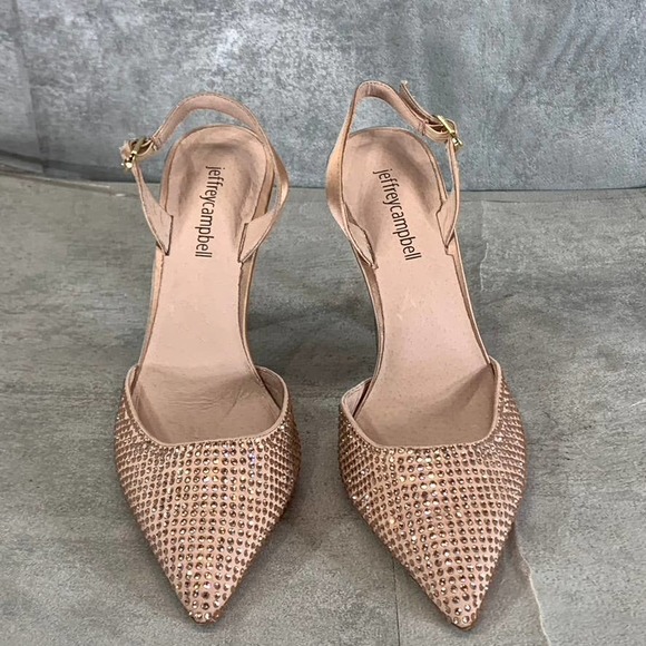 Jeffrey Campbell Women's Blush Zivote Rhinestone Pointed-Toe Slingback Pumps SZ7 - Picture 3 of 9